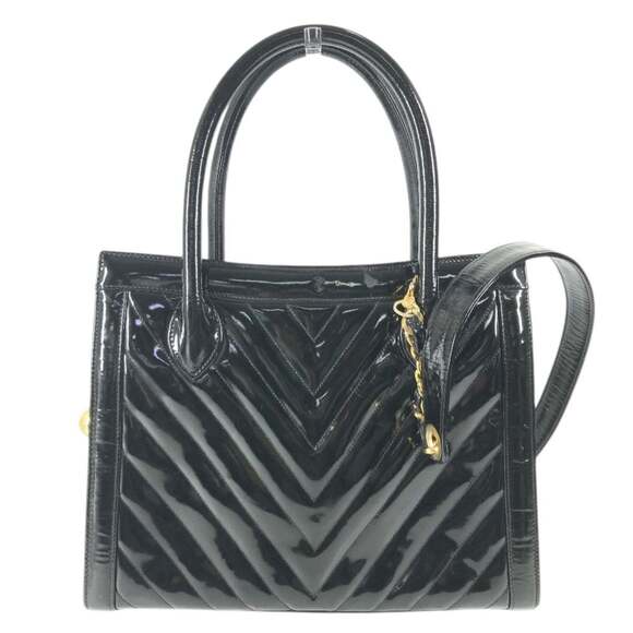 CHANEL Vintage Black Leather Shoulder Bag